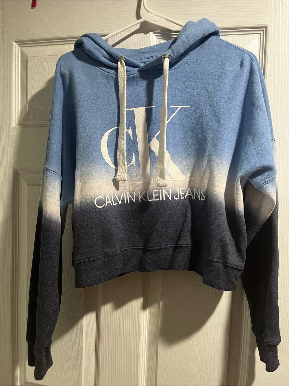 Calvin Klein Jeans Blue to Black Ombre Cropped Sweatshirt Hoodie